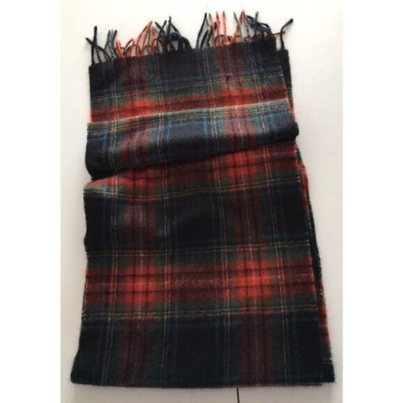 NWT‎ NEW 100% CASHMERE Men's scarf PLAID Red Green Black Great GIFT - Picture 3 of 5